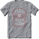 10 Jaar Legendarisch Gerijpt T-Shirt | Rood - Grijs | Grappig Verjaardag en Feest Cadeau Shirt | Dames - Heren - Unisex | Tshirt Kleding Kado | - Donker Grijs - Gemaleerd - L