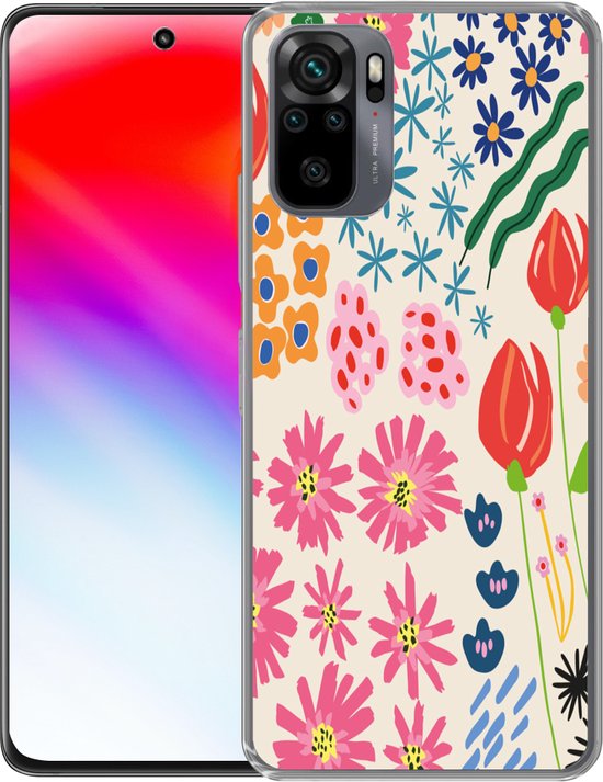 Telefoonhoesje Geschikt voor Xiaomi Redmi Note 10S hoesje - Bloemen - Design - Tulp - Siliconen Telefoonhoesje Telefoonhoesje