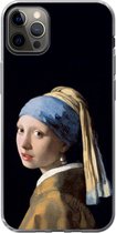 Geschikt voor iPhone 12 Pro Max hoesje - Meisje met de parel - Vermeer - Kunst - Siliconen Telefoonhoesje