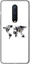 Geschikt voor OnePlus 8 hoesje - Wereldkaart - Goud - Lijn - Siliconen Telefoonhoesje