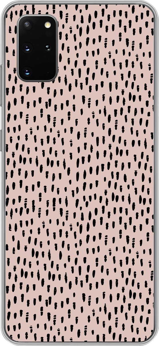 Telefoonhoesje Geschikt voor Samsung Galaxy S20 Plus hoesje - Stippen - Roze - Zwart - Siliconen Telefoonhoesje Telefoonhoesje