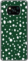 Telefoonhoesje Geschikt voor Xiaomi Poco X3 Pro hoesje - Stippen - Wit - Groen - Siliconen Telefoonhoesje Telefoonhoesje