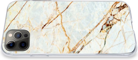 Coque iPhone 12 Pro Max - Marbre - Or - Luxe - Siliconen
