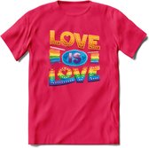 Love Is Love | Pride T-Shirt | Grappig LHBTIQ+ / LGBTQ / Gay / Homo / Lesbi Cadeau Shirt | Dames - Heren - Unisex | Tshirt Kleding Kado | - Roze - M