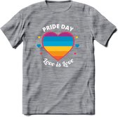 Love Is Love | Pride T-Shirt | Grappig LHBTIQ+ / LGBTQ / Gay / Homo / Lesbi Cadeau Shirt | Dames - Heren - Unisex | Tshirt Kleding Kado | - Donker Grijs - Gemaleerd - XL