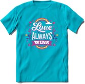 Love Wins | Pride T-Shirt | Grappig LHBTIQ+ / LGBTQ / Gay / Homo / Lesbi Cadeau Shirt | Dames - Heren - Unisex | Tshirt Kleding Kado | - Blauw - L