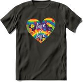 Love Is Love | Pride T-Shirt | Grappig LHBTIQ+ / LGBTQ / Gay / Homo / Lesbi Cadeau Shirt | Dames - Heren - Unisex | Tshirt Kleding Kado | - Donker Grijs - XXL