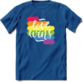 Love Wins | Pride T-Shirt | Grappig LHBTIQ+ / LGBTQ / Gay / Homo / Lesbi Cadeau Shirt | Dames - Heren - Unisex | Tshirt Kleding Kado | - Donker Blauw - XL