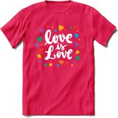 Love Is Love | Pride T-Shirt | Grappig LHBTIQ+ / LGBTQ / Gay / Homo / Lesbi Cadeau Shirt | Dames - Heren - Unisex | Tshirt Kleding Kado | - Roze - XL