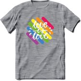 Love Is Love | Pride T-Shirt | Grappig LHBTIQ+ / LGBTQ / Gay / Homo / Lesbi Cadeau Shirt | Dames - Heren - Unisex | Tshirt Kleding Kado | - Donker Grijs - Gemaleerd - 3XL