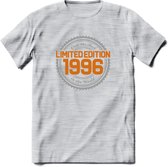 1996 Limited Edition Ring T-Shirt | Zilver - Goud | Grappig Verjaardag en Feest Cadeau Shirt | Dames - Heren - Unisex | Tshirt Kleding Kado | - Licht Grijs - Gemaleerd - M