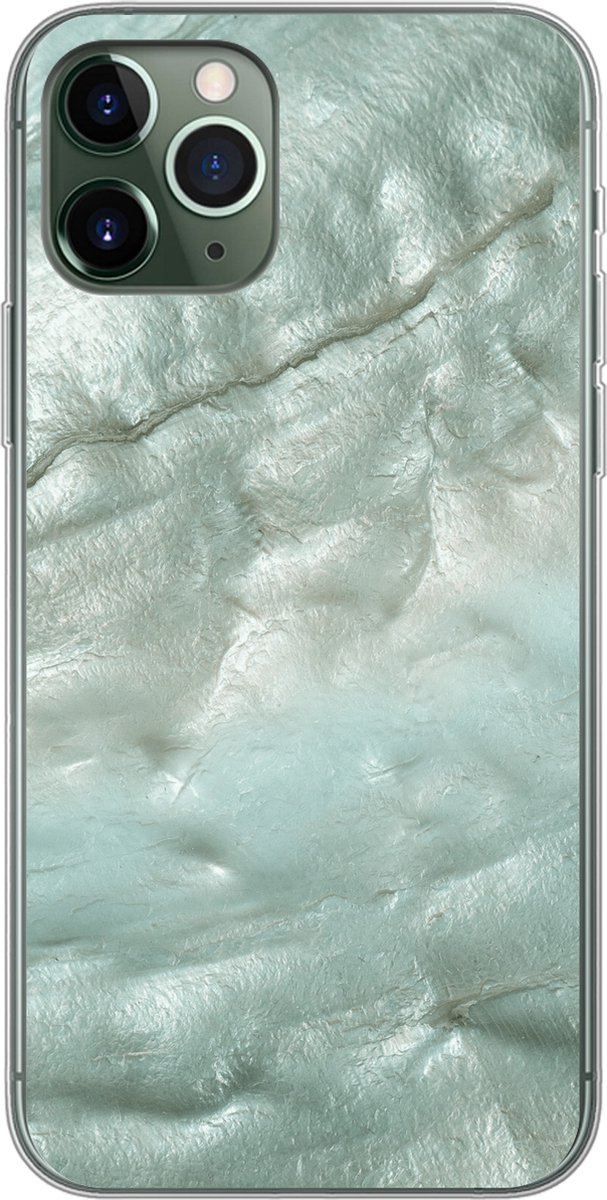 Telefoonhoesje Geschikt voor iPhone 11 Pro hoesje - Natuurstenen - Groen - Parelmoer - Siliconen Telefoonhoesje Telefoonhoesje