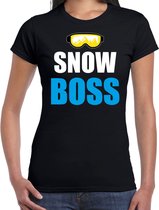 Apres ski t-shirt Snow Boss / sneeuw baas zwart  dames - Wintersport shirt - Foute apres ski outfit/ kleding/ verkleedkleding M