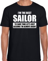 I'm the best sailor - always right t-shirt zwart heren - Cadeau verjaardag t-shirt matroos 2XL