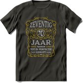 70 Jaar Legendarisch Gerijpt T-Shirt | Geel - Grijs | Grappig Verjaardag en Feest Cadeau Shirt | Dames - Heren - Unisex | Tshirt Kleding Kado | - Donker Grijs - XL