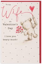 Geschetste beer rozen vrouw Valentijnsdag kaart 149x229mm  - Valentijn cadeautje