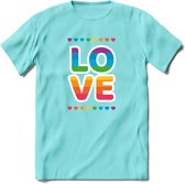 Love | Pride T-Shirt | Grappig LHBTIQ+ / LGBTQ / Gay / Homo / Lesbi Cadeau Shirt | Dames - Heren - Unisex | Tshirt Kleding Kado | - Licht Blauw - XL