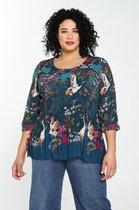 Paprika Dames Plisséhemd met bloemenprint - Outdoorblouse - Maat 44