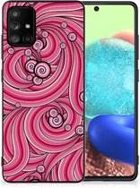 Smartphone Hoesje Geschikt voor Samsung Galaxy A71 Back Case TPU Siliconen Hoesje met Zwarte rand Swirl Pink
