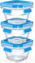 EMSA CLIP & CLOSE N1050700 boîte hermétique alimentaire Carré Régler Bleu, Transparent 3 pièce(s)
