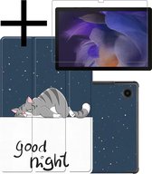Samsung Galaxy Tab A8 Hoesje Met Screenprotector Zwart Book Case Cover Met Screen Protector - Good Night