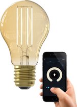 Calex Slimme Lamp - Wifi LED Filament Verlichting - E27 - SmartLichtbron Goud- Dimbaar - Warm Wit licht - 7W