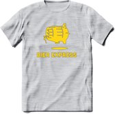 Bier express T-Shirt | Unisex Kleding | Dames - Heren Feest shirt | Drank | Grappig Verjaardag Cadeau tekst | - Licht Grijs - Gemaleerd - L