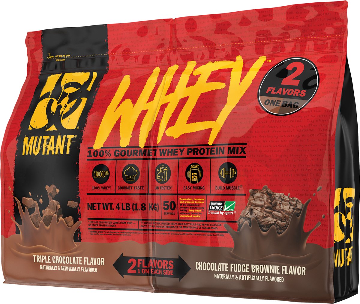 Goedkoopste Mutant Whey - Dual Chamber Bag (4lbs) Triple Chocolate / Fudge Brownie