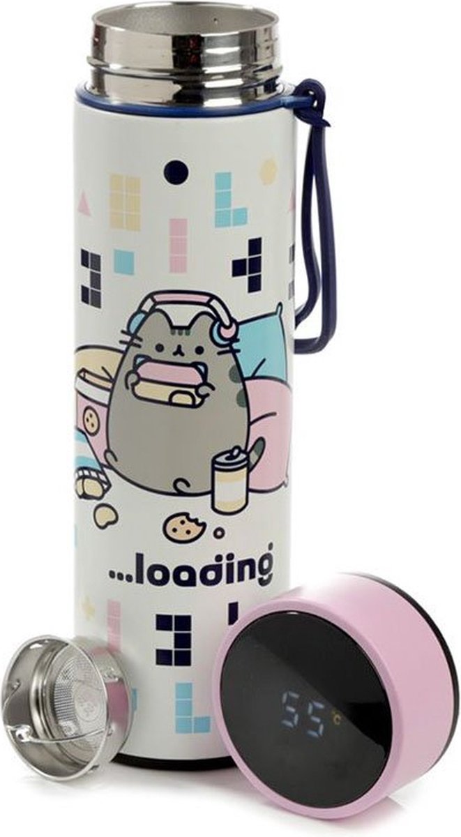 Pusheen Kat Gaming RVS Thermosfles digitale thermometer 450ml