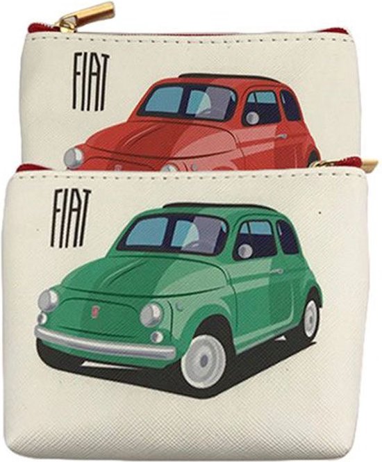 Retro Fiat 500 PVC Portemonnee 11x9cm