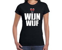 Drank wijn wijf t-shirt zwart voor dames - Drank / wijn fun t-shirts XS