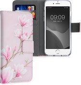 kwmobile telefoonhoesje voor Apple iPhone 6 / 6S - Hoesje met pasjeshouder in poederroze / wit / oudroze - Magnolia design
