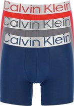Calvin Klein Boxer Brief (3-pack) - heren boxers extra lang - grijs - blauw en rood -  Maat: L