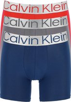 Calvin Klein Boxer Brief (3-pack) - heren boxers extra lang - grijs - blauw en rood -  Maat: XL