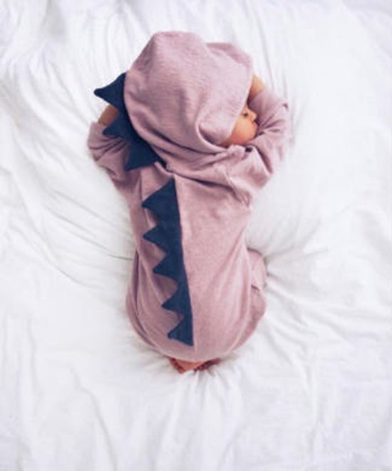 Budino Baby Pyjama Romper Onesie Dino Draak Dier - Roze - 4 jaar