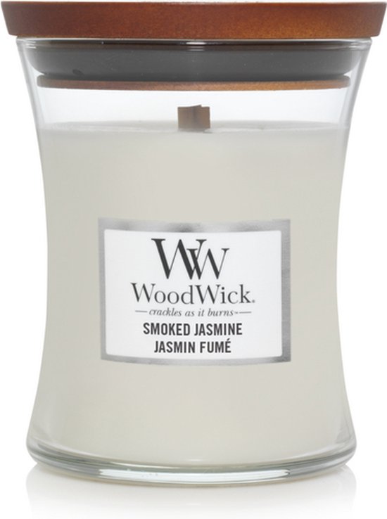 WoodWick Hourglass Medium Geurkaars - Smoked Jasmine