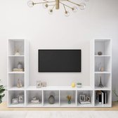 Decoways - Tv-meubelen 3 stuks 142,5x35x36,5 cm spaanplaat hoogglans wit