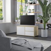 Decoways - Tv-meubel 80x34x36 cm spaanplaat wit en sonoma eikenkleurig