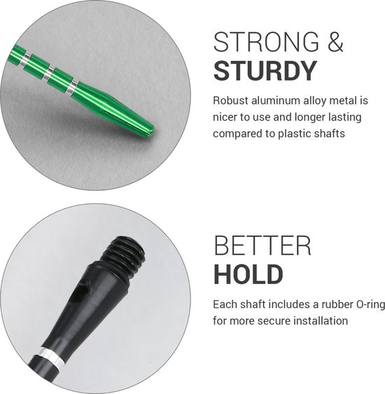kwmobile Dartshafts met rubberen ring - Aluminium schachten voor dartpijltjes - Medium - 48 mm lang - 2ba schroefdraad - Verschillende kleuren en aantallen van Merkloos — afbeelding 4