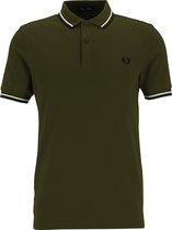 Fred Perry M3600 polo twin tipped shirt - heren polo - Military Green / Ecru / Navy -  Maat: L
