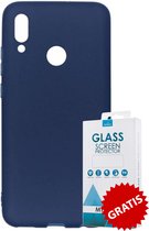 Siliconen Backcover Hoesje Huawei P Smart 2019 Blauw - Gratis Screen Protector - Telefoonhoesje - Smartphonehoesje