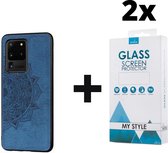 Backcover Fashion Mini Wallet Hoesje Samsung Galaxy S20 Ultra Blauw - 2x Gratis Screen Protector - Telefoonhoesje - Smartphonehoesje