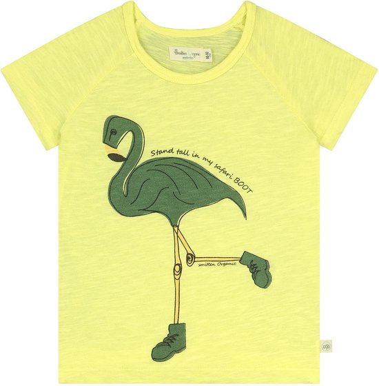 Smitten Organic - T-shirt jaune à manches courtes ' Safari Flamingo Guide'