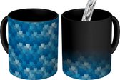 Magische Mok - Foto op Warmte Mokken - Koffiemok - Pentagon - Pixel - Blauw - Patronen - Magic Mok - Beker - 350 ML - Theemok