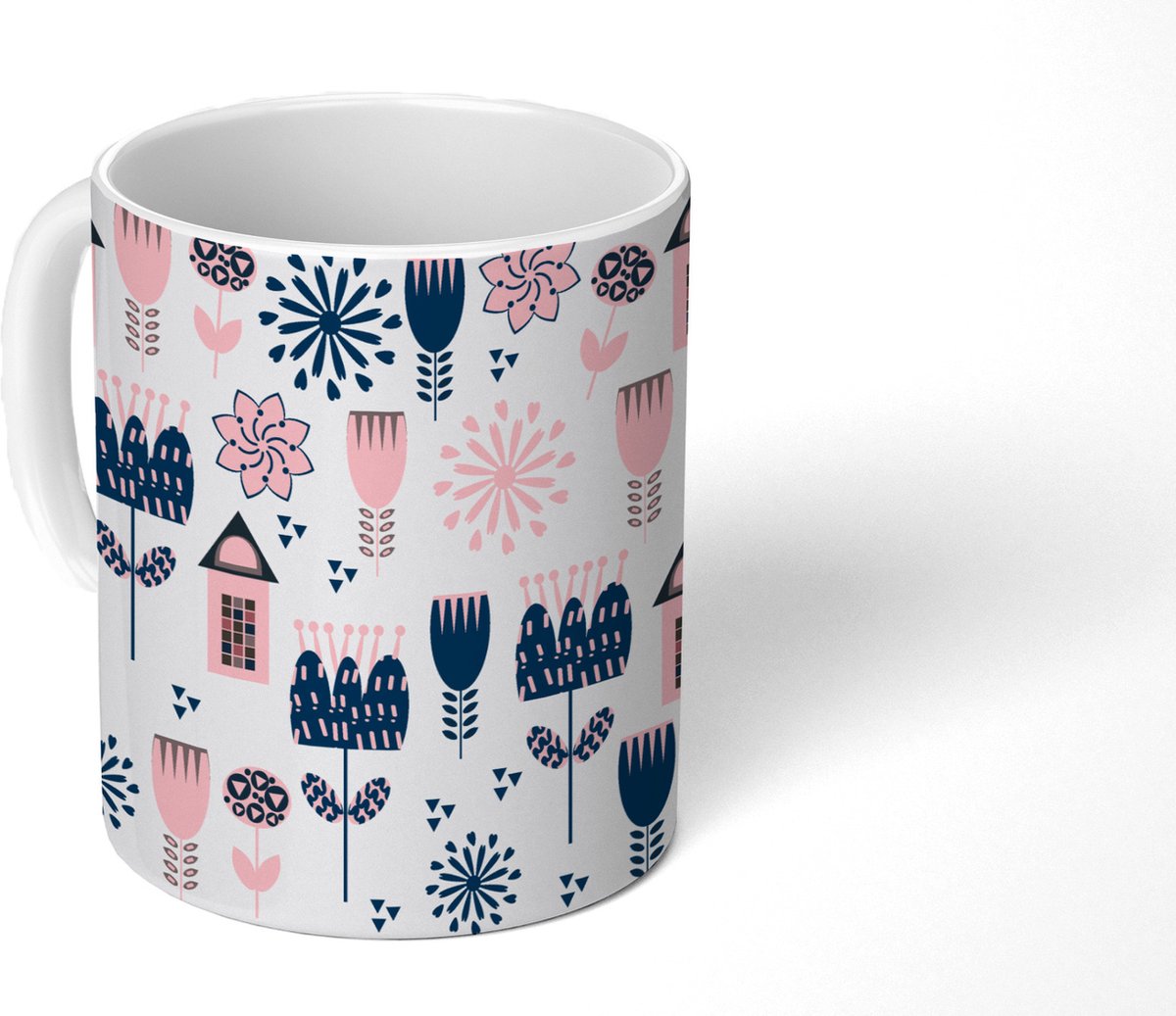 Mok - Koffiemok - Patroon - Pastel - Scandinavië - Mokken - 350 ML - Beker - Koffiemokken - Theemok