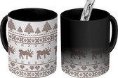 Magische Mok - Foto op Warmte Mokken - Koffiemok - Patronen - Kerst - Rendier - Magic Mok - Beker - 350 ML - Theemok