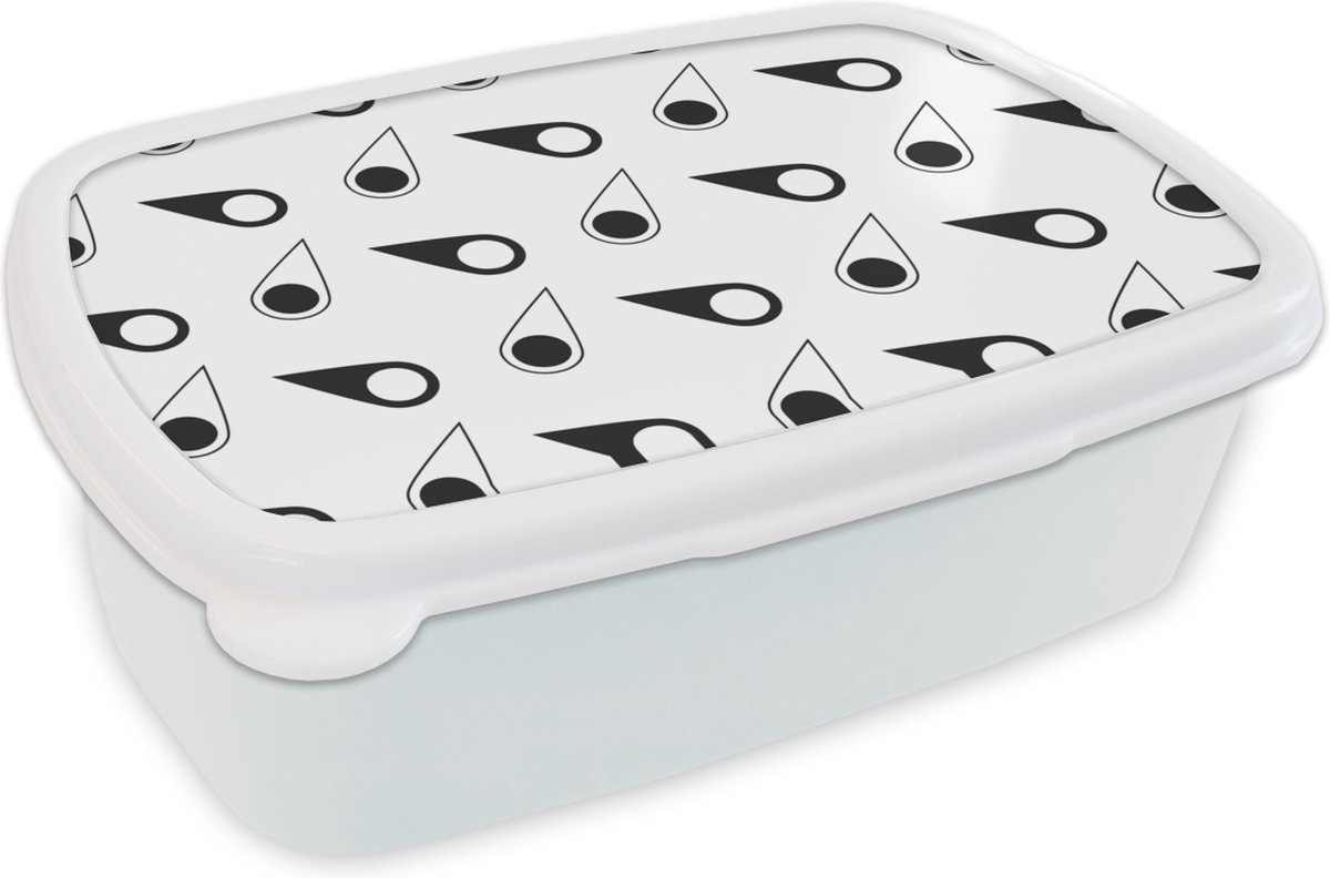 Broodtrommel Wit - Lunchbox - Brooddoos - Kompas - Patronen - Reizen - 18x12x6 cm - Volwassenen