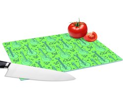 Glazen Snijplank - 28x20 - Gitaar - Patronen - Groen - Snijplanken Glas