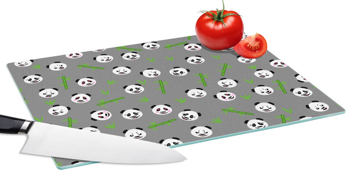 Glazen Snijplank - 39x28 - Panda - Bamboe - Design - Snijplanken Glas