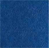 Luxe servetten barok patroon blauw 3-laags 15 stuks - wegwerpservetten